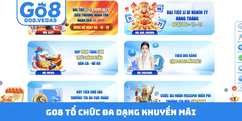 GO8 tổ chức đa dạng khuyến mãi